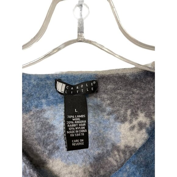 Women's Carole Little Blue Angora Rabbit Hair Lambwool Blend Sweater Size Large - Picture 2 of 3